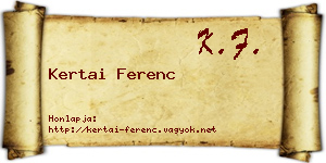 Kertai Ferenc névjegykártya
